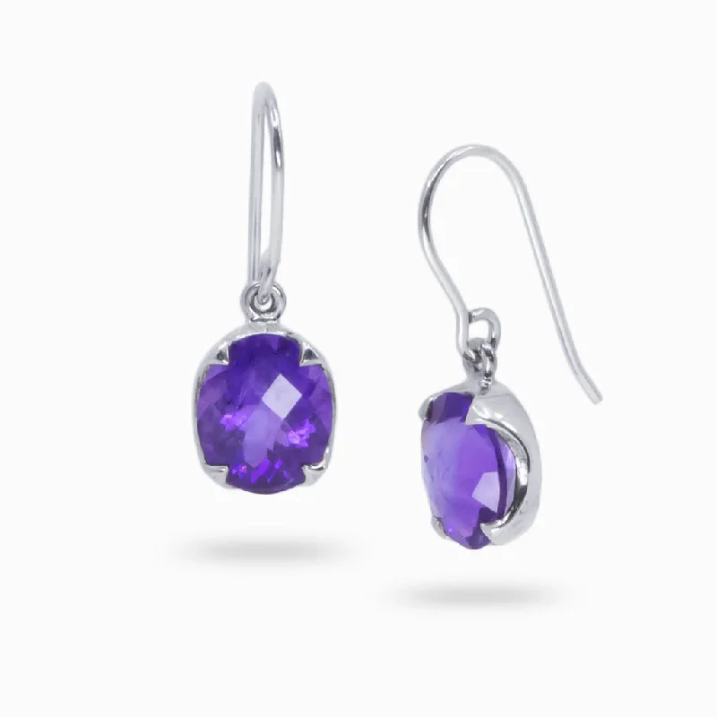 Square Drop Earrings for Modern-Square Drop Earrings for Modern-Amethyst Drop Earrings