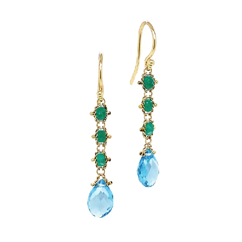 Beach Drop Earrings for Relaxed-Beach Drop Earrings for Relaxed-Apatite & Emerald Drop Earrings - "Woodland Stream"