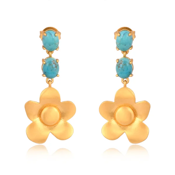 Gym Drop Earrings for Active-Gym Drop Earrings for Active-Beachside Bloom Drop Earrings - Turquoise