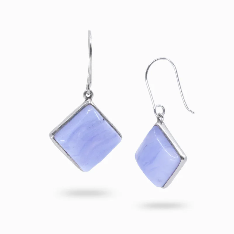 Zircon Drop Earrings for Sparkling-Zircon Drop Earrings for Sparkling-Blue Lace Agate Drop Earrings