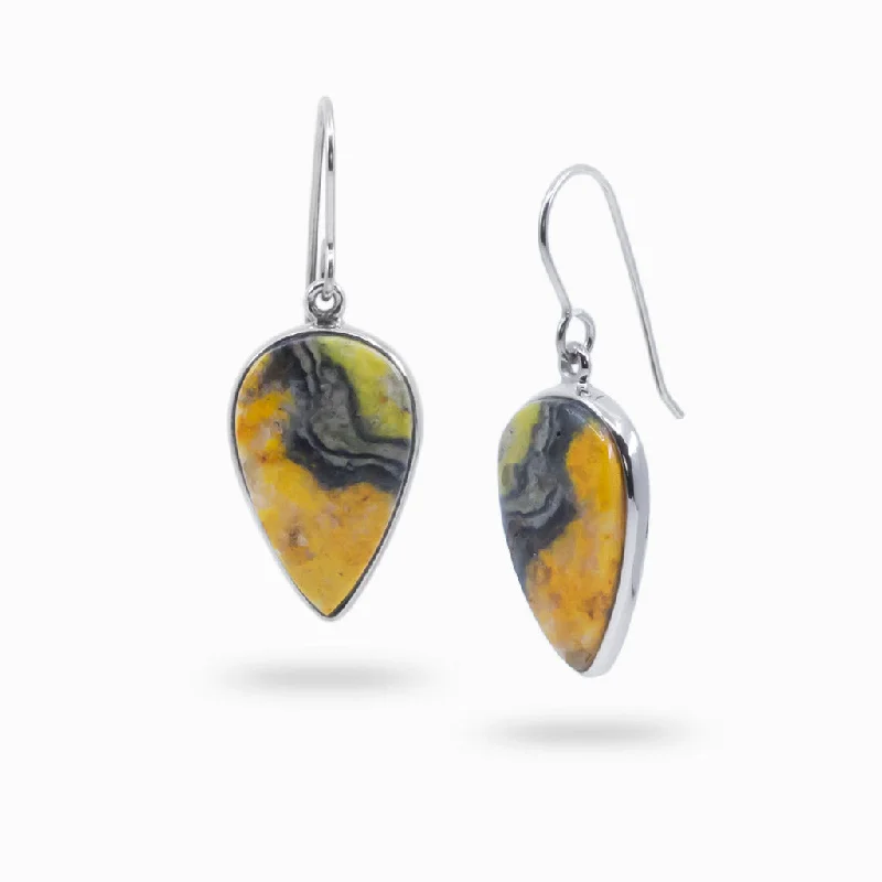 Bohemian Drop Earrings for Free-Spirited-Bohemian Drop Earrings for Free-Spirited-Bumblebee Jasper Drop Earrings