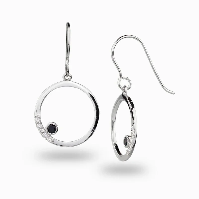 Detachable Drop Earrings for Versatile-Detachable Drop Earrings for Versatile-Cercle: Black Spinel & Diamond Drop Earrings