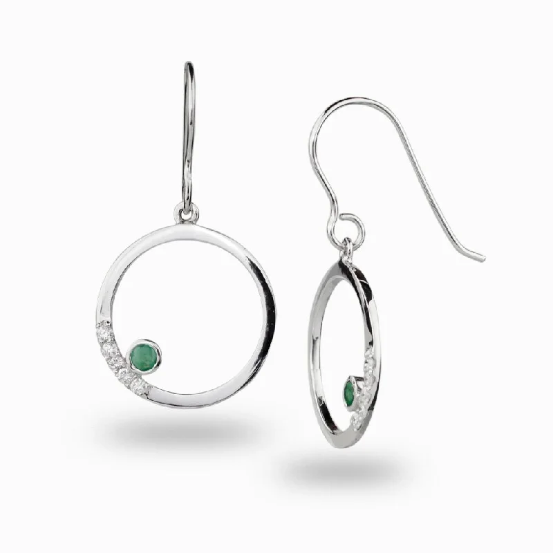 Twisted Drop Earrings for Stylish-Twisted Drop Earrings for Stylish-Cercle: Emerald & Diamond Drop Earrings