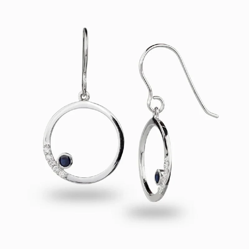 Woven Drop Earrings for Artistic-Woven Drop Earrings for Artistic-Cercle: Sapphire & Diamond Drop Earrings