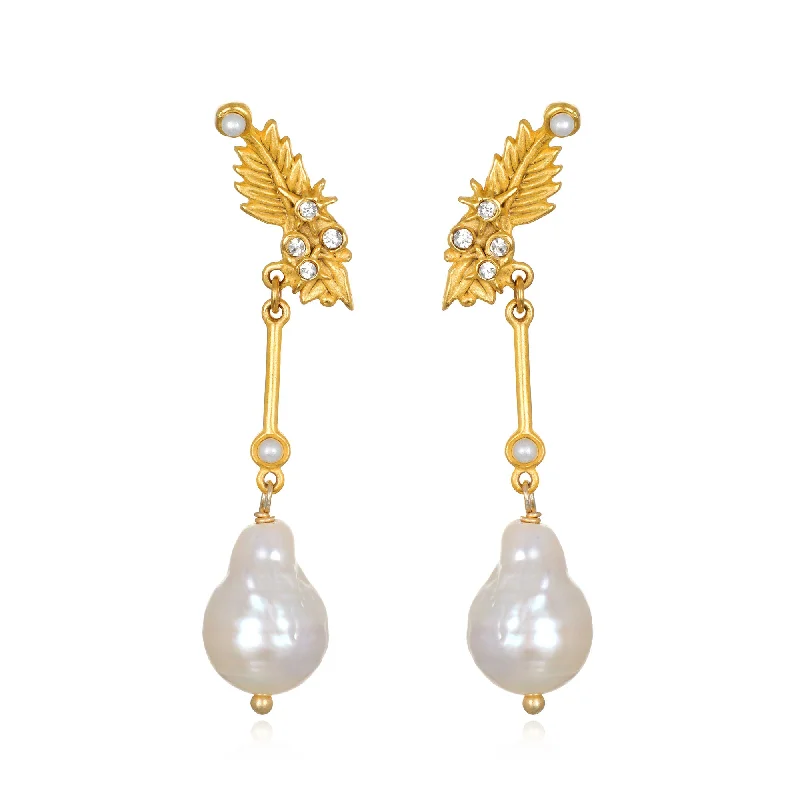 Romantic Drop Earrings for Loving-Romantic Drop Earrings for Loving-Charmion Pearl Drop Earrings