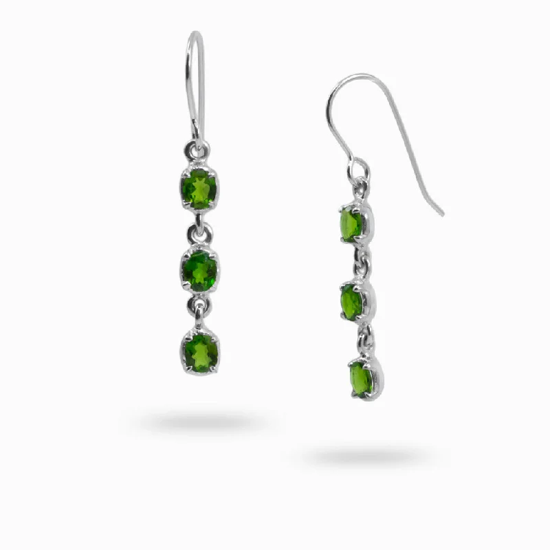 Beaded Drop Earrings for Decorative-Beaded Drop Earrings for Decorative-Chrome Diopside Drop Earrings