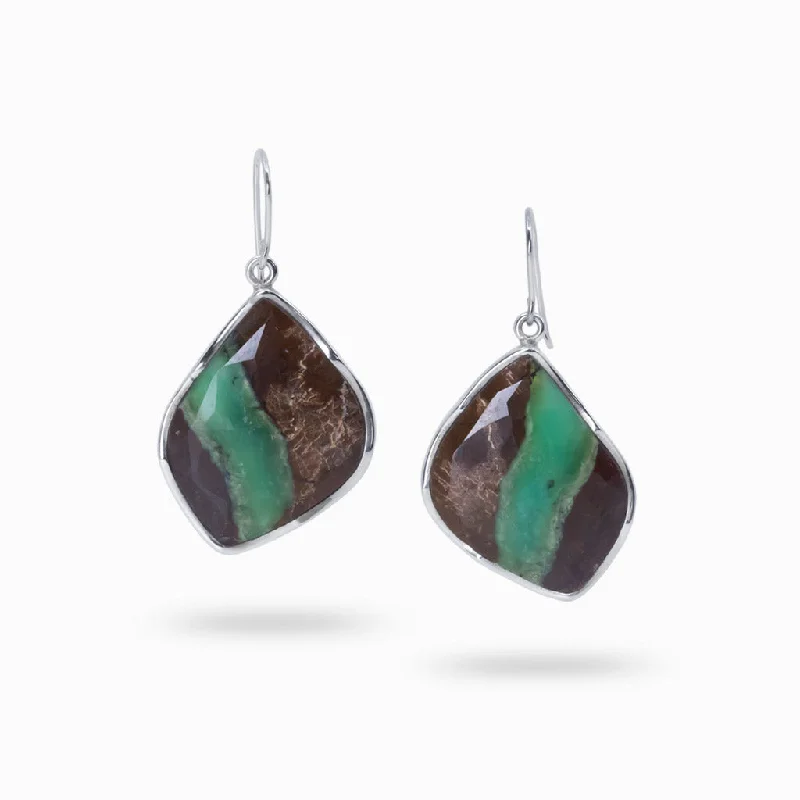 Colorful Drop Earrings for Vivid-Colorful Drop Earrings for Vivid-Chrysoprase In Matrix Drop Earrings