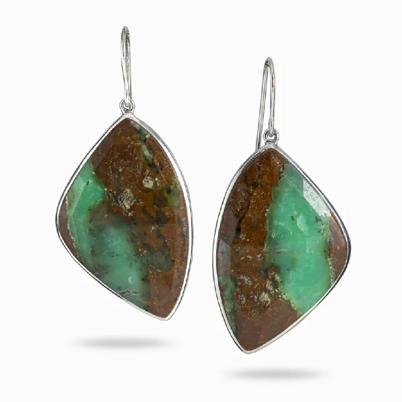 Sophisticated Drop Earrings for Elegant-Sophisticated Drop Earrings for Elegant-Chrysoprase In Matrix Drop Earrings