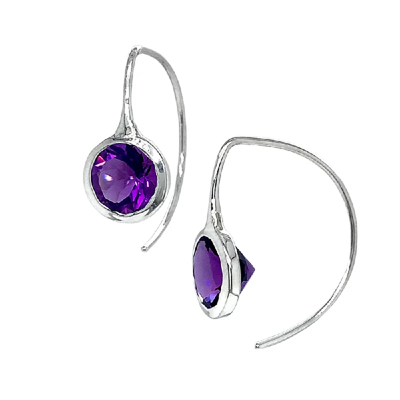 Butterfly-Shaped Drop Earrings for Cute-Butterfly-Shaped Drop Earrings for Cute-Amethyst Eco Silver Drop Earrings- "Comet Earhuggers"