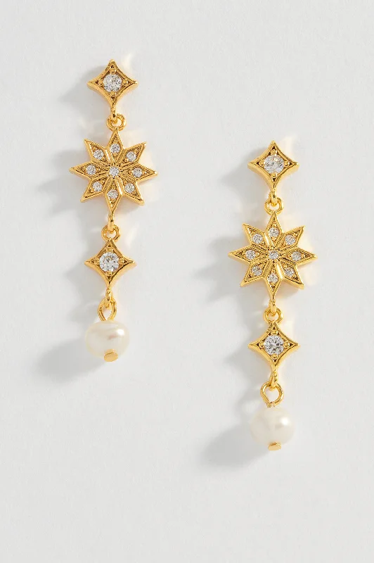 Bohemian Drop Earrings for Free-Spirited-Bohemian Drop Earrings for Free-Spirited-CZ Star Pearl Drop Earrings