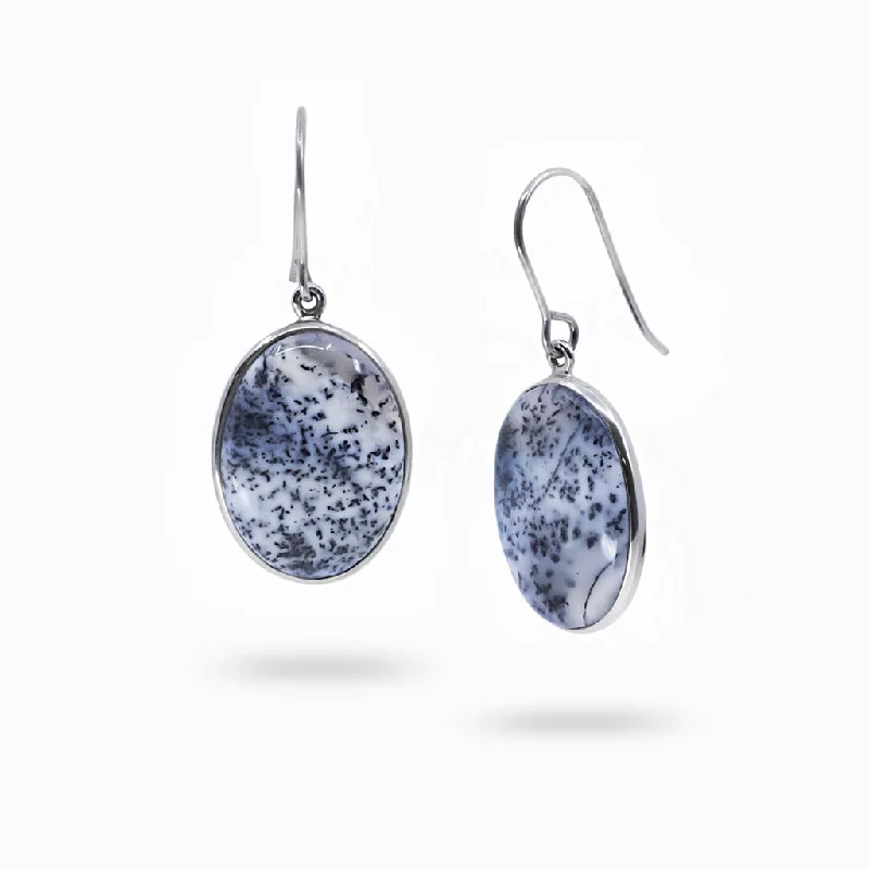 Embellished Drop Earrings for Fancy-Embellished Drop Earrings for Fancy-Dendritic Opal Drop Earrings