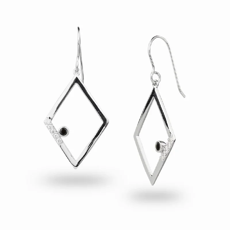 Engraved Drop Earrings for Personal-Engraved Drop Earrings for Personal-Diamante: Black Spinel &  Diamond Drop Earrings