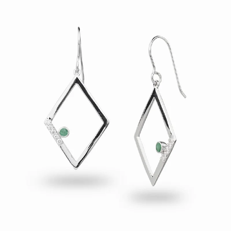 Handmade Drop Earrings for Artisanal-Handmade Drop Earrings for Artisanal-Diamante: Emerald & Diamond Drop Earrings