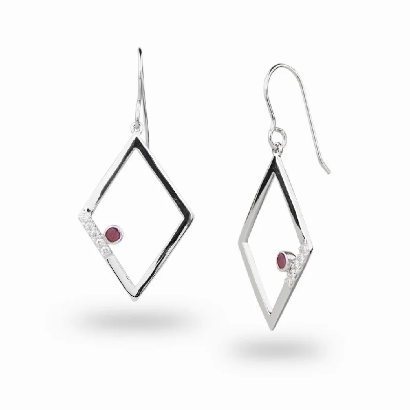 Branded Drop Earrings for Quality-Branded Drop Earrings for Quality-Diamante: Ruby & Diamond Drop Earrings