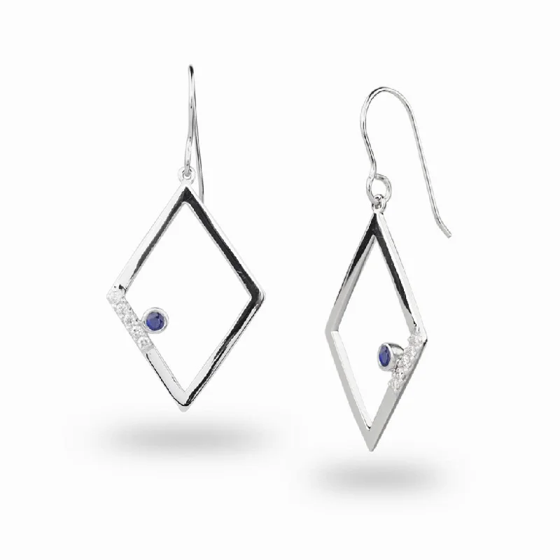 Hypoallergenic Drop Earrings for Sensitive-Hypoallergenic Drop Earrings for Sensitive-Diamante: Sapphire & Diamond Drop Earrings