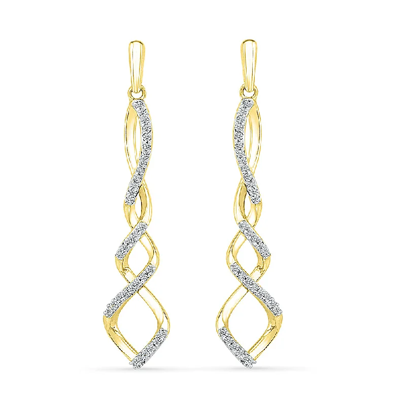 Woven Drop Earrings for Artistic-Woven Drop Earrings for Artistic-Diamond Accented Twist Drop Earrings