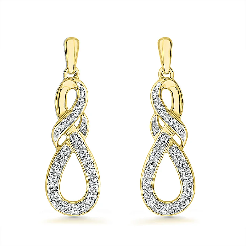 Casual Drop Earrings for Everyday-Casual Drop Earrings for Everyday-Diamond Infinity Knot Drop Earrings