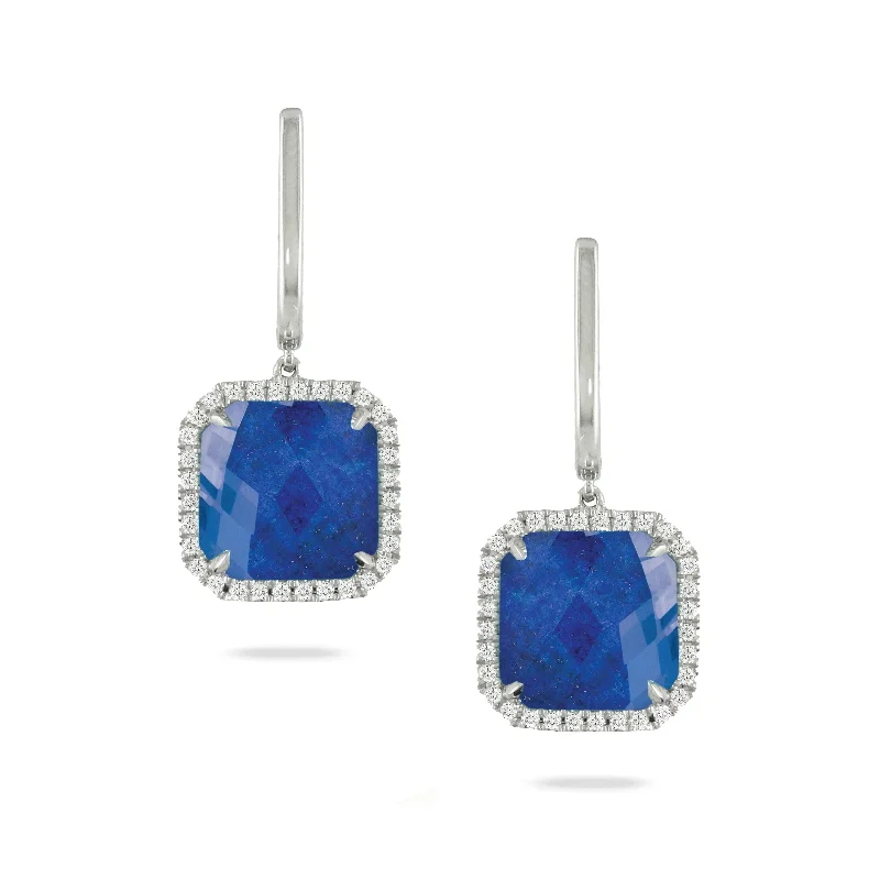 Delicate Drop Earrings for Feminine-Delicate Drop Earrings for Feminine-Diamond Lapis Drop Earrings