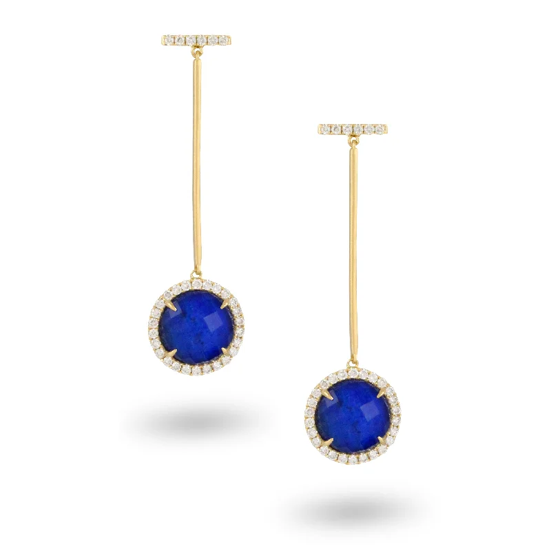 Statement Drop Earrings for Eye-Catching-Statement Drop Earrings for Eye-Catching-Diamond & Blue Lapis Drop Earrings