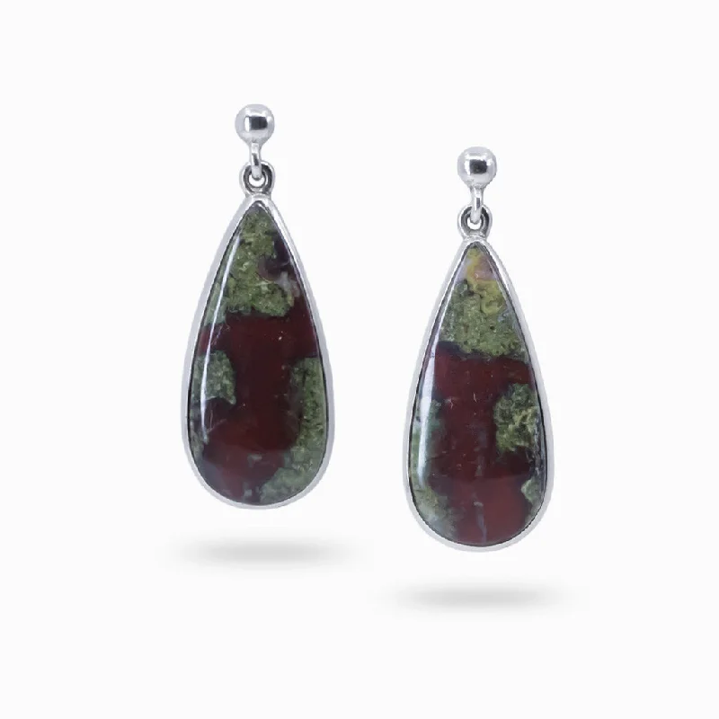 Adjustable Drop Earrings for Custom-Adjustable Drop Earrings for Custom-Dragon's Blood Jasper Stud Drop Earrings