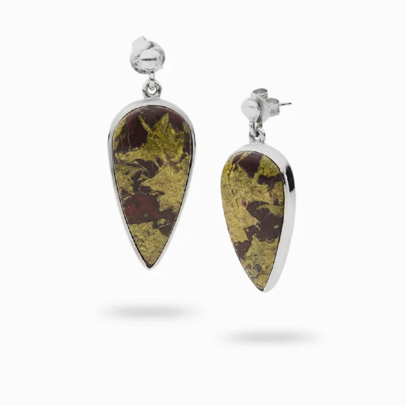 Heavy-Duty Drop Earrings for Durable-Heavy-Duty Drop Earrings for Durable-Dragon's Blood Jasper Stud Drop Earrings