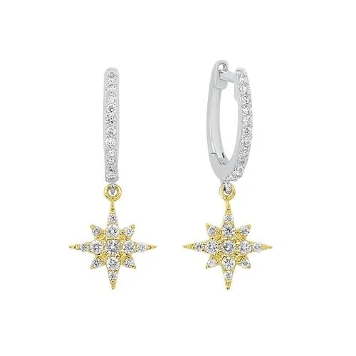 Gemstone Drop Earrings for Colorful-Gemstone Drop Earrings for Colorful-Starburst Diamond Drop Earrings in Two-Tone 14K Gold (1/4 ct. tw.)