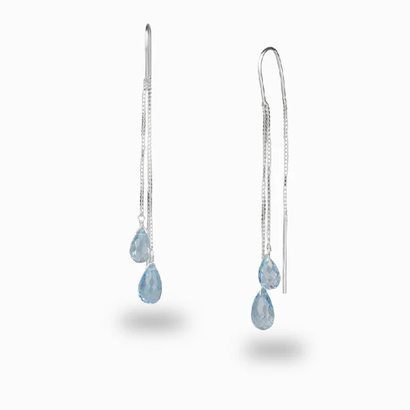 Kyanite Drop Earrings for Gray-Kyanite Drop Earrings for Gray-Blue Topaz Drop Earrings