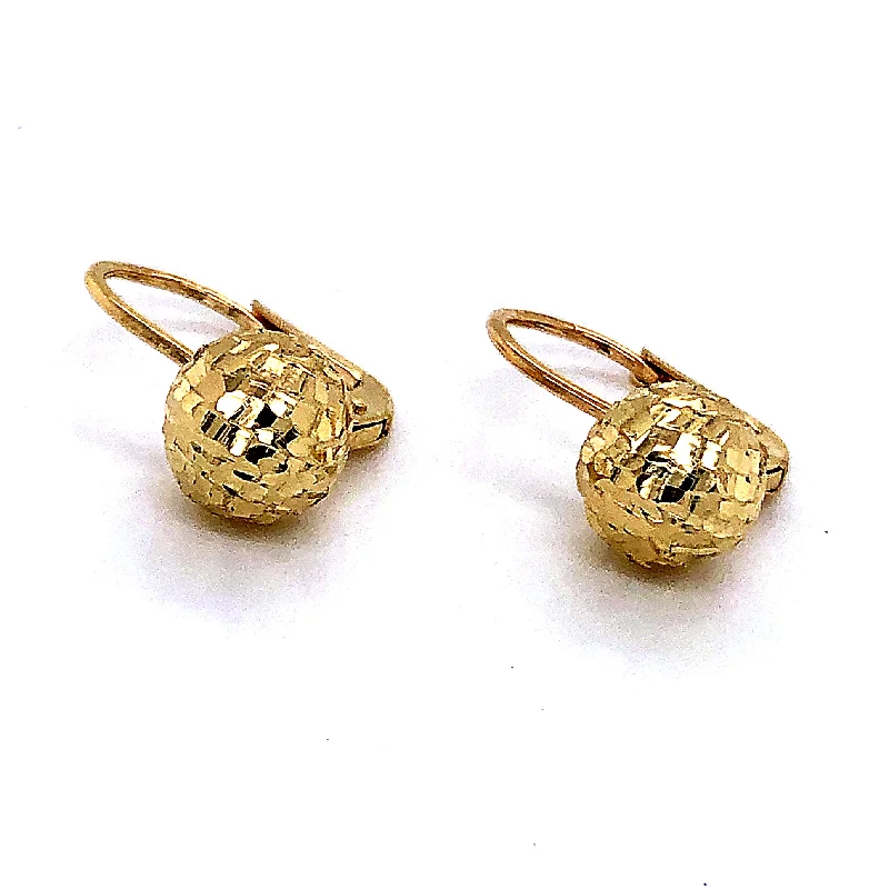 Small Drop Earrings for Delicate-Small Drop Earrings for Delicate-Gold Lazer Cut Ball Drop Earrings