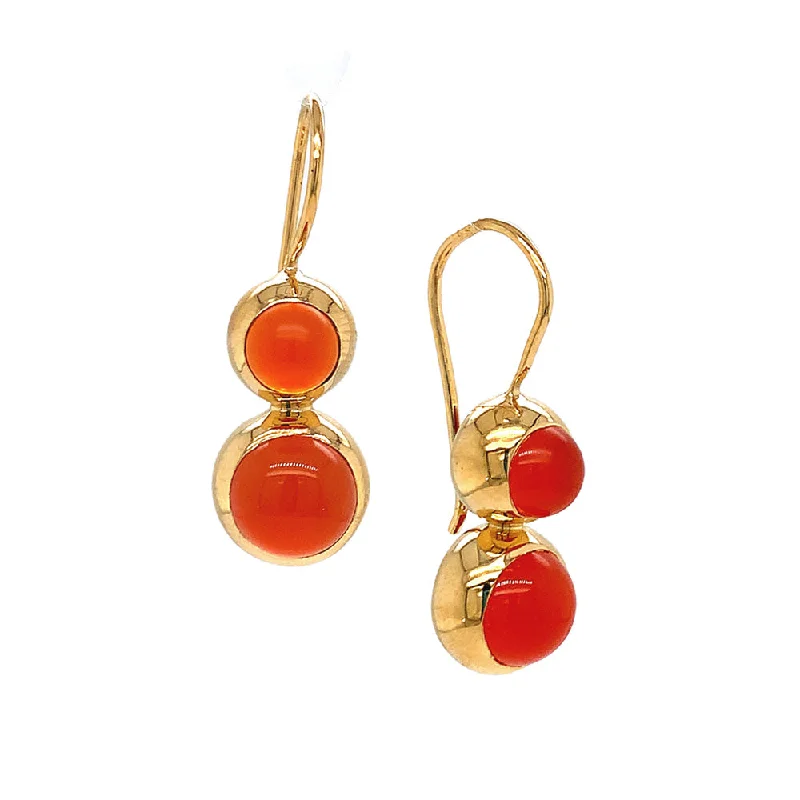 Celtic Drop Earrings for Heritage-Celtic Drop Earrings for Heritage-Gold Vermeil and Double Carnelian Drop Earrings - "Akako"