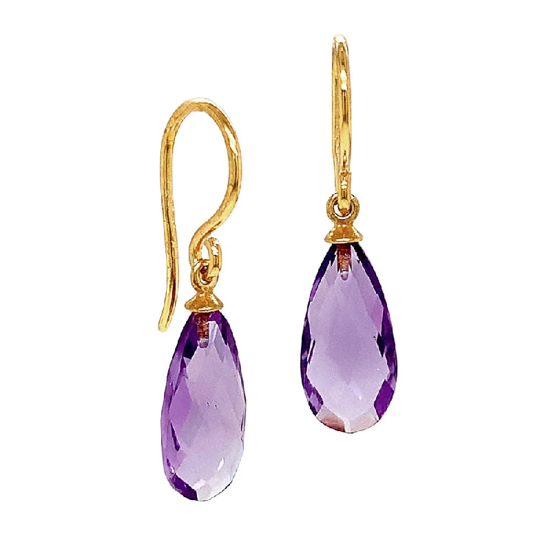 Geometric Drop Earrings for Structured-Geometric Drop Earrings for Structured-Gold Vermeil & Faceted Amethyst Drop Earrings