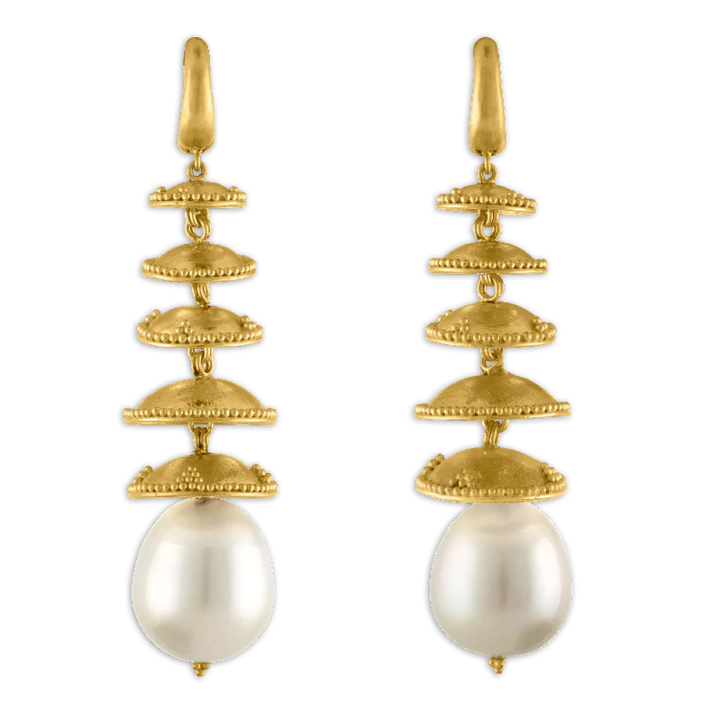 Sophisticated Drop Earrings for Elegant-Sophisticated Drop Earrings for Elegant-Granulated Pagoda Drop Earrings