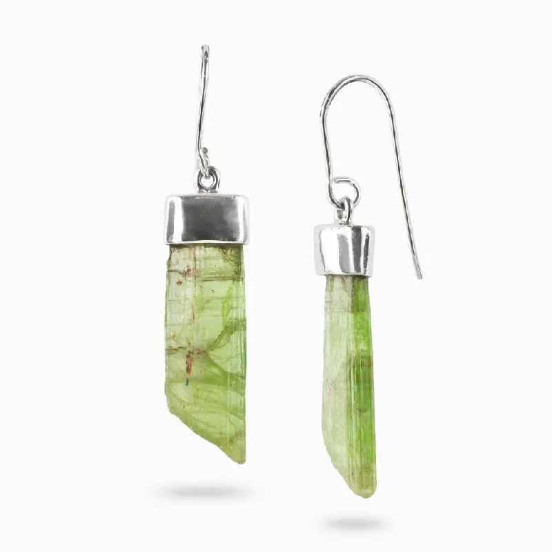 Sparkling Drop Earrings for Shiny-Sparkling Drop Earrings for Shiny-Green Kyanite Drop Earrings