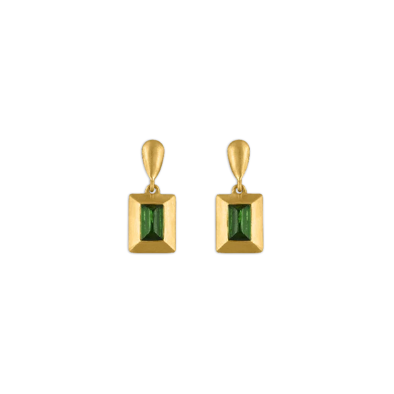 Sparkling Drop Earrings for Shiny-Sparkling Drop Earrings for Shiny-Green Tourmaline Capsa Drop Earrings