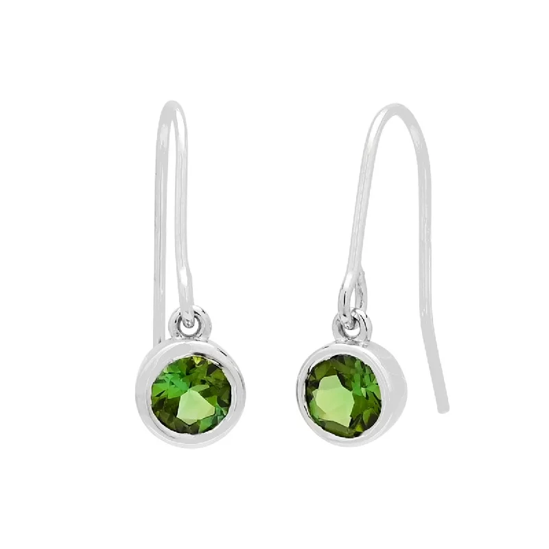 Cluster Drop Earrings for Dazzling-Cluster Drop Earrings for Dazzling-Green Tourmaline Drop Earrings in Sterling Silver