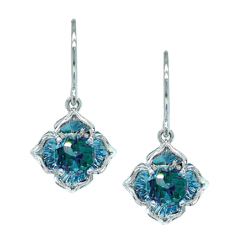 Detachable Drop Earrings for Versatile-Detachable Drop Earrings for Versatile-Inverted Blue Topaz Drop Earrings with Ruby & Emerald - "DavinChi"