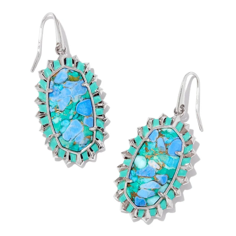 Vintage Drop Earrings for Nostalgic-Vintage Drop Earrings for Nostalgic-Kendra Scott | Dani Silver Color Burst Frame Drop Earrings in Bronze Veined Aqua Magnesite