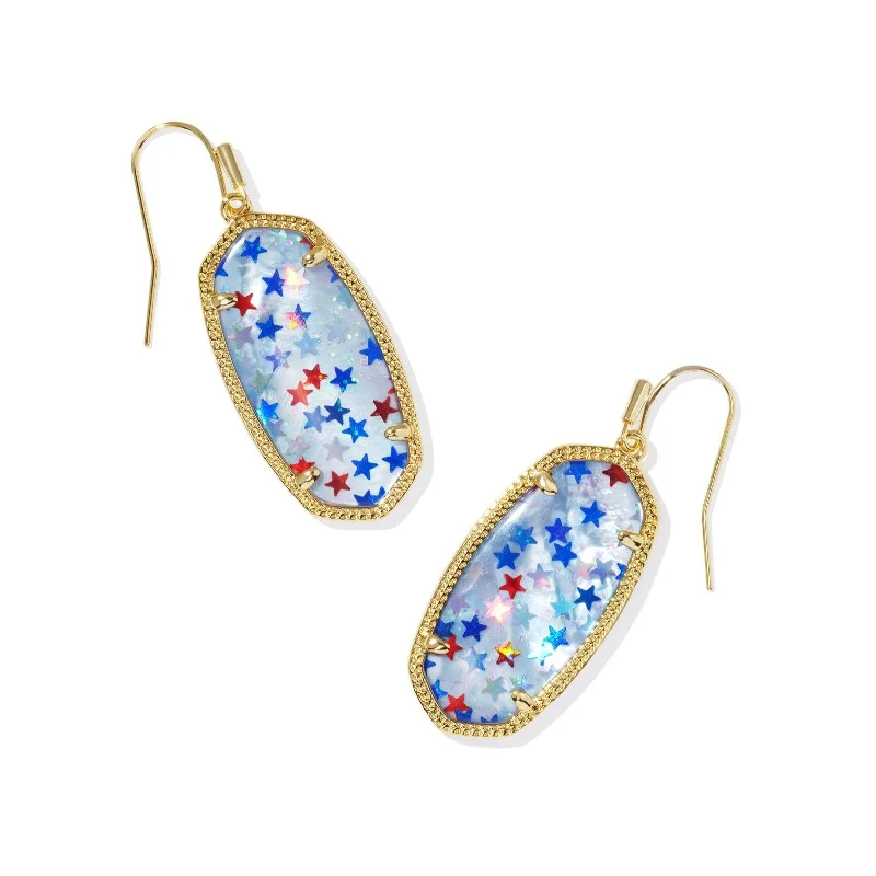 Maximalist Drop Earrings for Bold-Maximalist Drop Earrings for Bold-Kendra Scott | Elle Drop Earrings in Red, White, and Blue Star Illusion