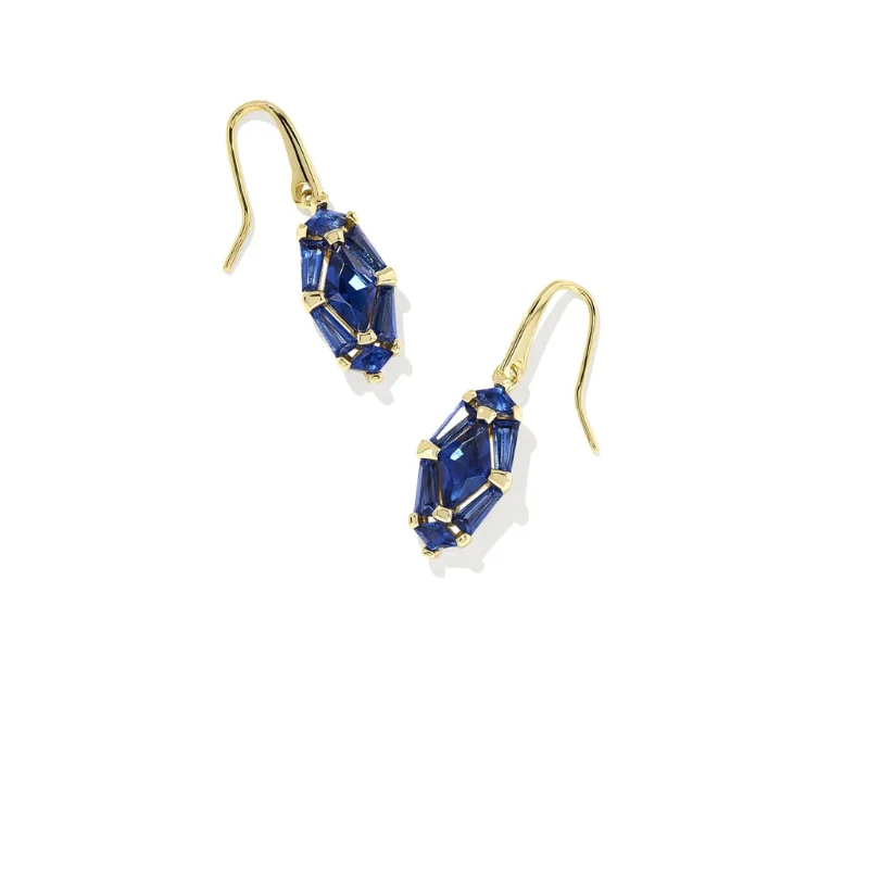 Kyanite Drop Earrings for Gray-Kyanite Drop Earrings for Gray-Kendra Scott | Lindy Rae Lee Gold Drop Earrings in Blue Crystal