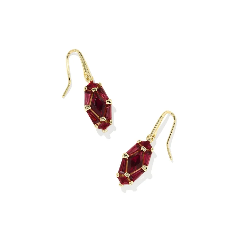 Gold Drop Earrings for Luxurious-Gold Drop Earrings for Luxurious-Kendra Scott | Lindy Rae Lee Gold Drop Earrings in Red Crystal