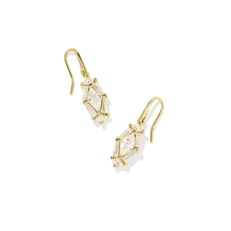 Apatite Drop Earrings for Soft-Apatite Drop Earrings for Soft-Kendra Scott | Lindy Rae Lee Gold Drop Earrings in White Crystal