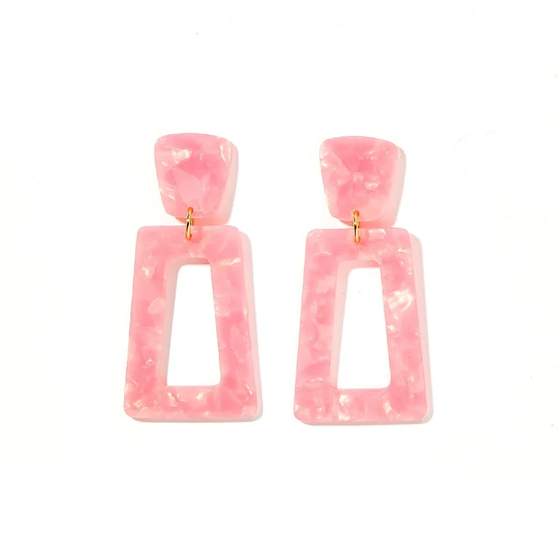 Branded Drop Earrings for Quality-Branded Drop Earrings for Quality-Linny Co | Kennedy Rectangular Drop Earrings in Ballet Slipper Pink