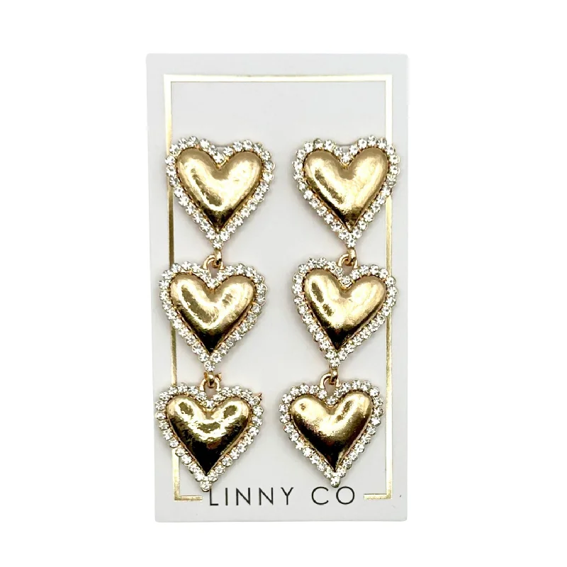 Vintage Drop Earrings for Nostalgic-Vintage Drop Earrings for Nostalgic-Linny Co | Layla Gold Tone Heart Drop Earrings with CZ Accents