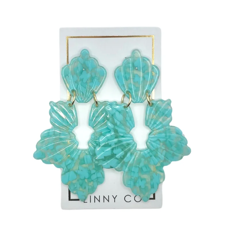 Heart-Shaped Drop Earrings for Loving-Heart-Shaped Drop Earrings for Loving-Linny Co | Michelle Floral Drop Earrings in Aquamarine