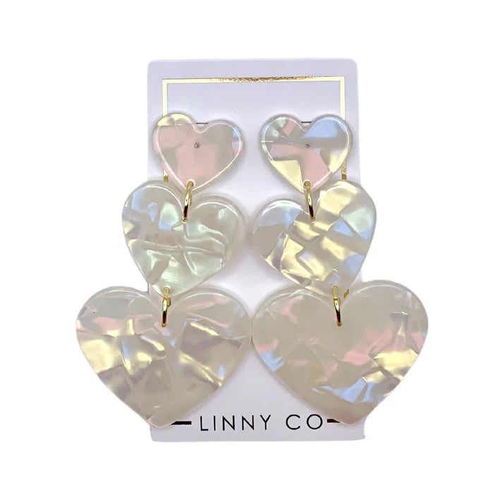 Statement-Making Drop Earrings for Impact-Statement-Making Drop Earrings for Impact-Linny Co | Penny Heart Drop Earrings in Clear Iridescent