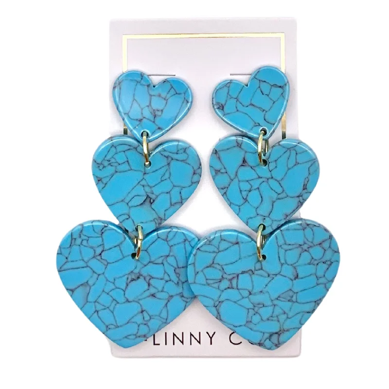 Structured Drop Earrings for Orderly-Structured Drop Earrings for Orderly-Linny Co | Penny Heart Drop Earrings in Turquoise Blue