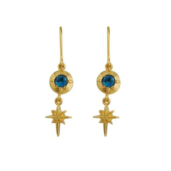 Vintage-Inspired Drop Earrings for Retro-Vintage-Inspired Drop Earrings for Retro-London Blue Topaz & Gold Vermeil Drop Earrings - "Guiding Star"