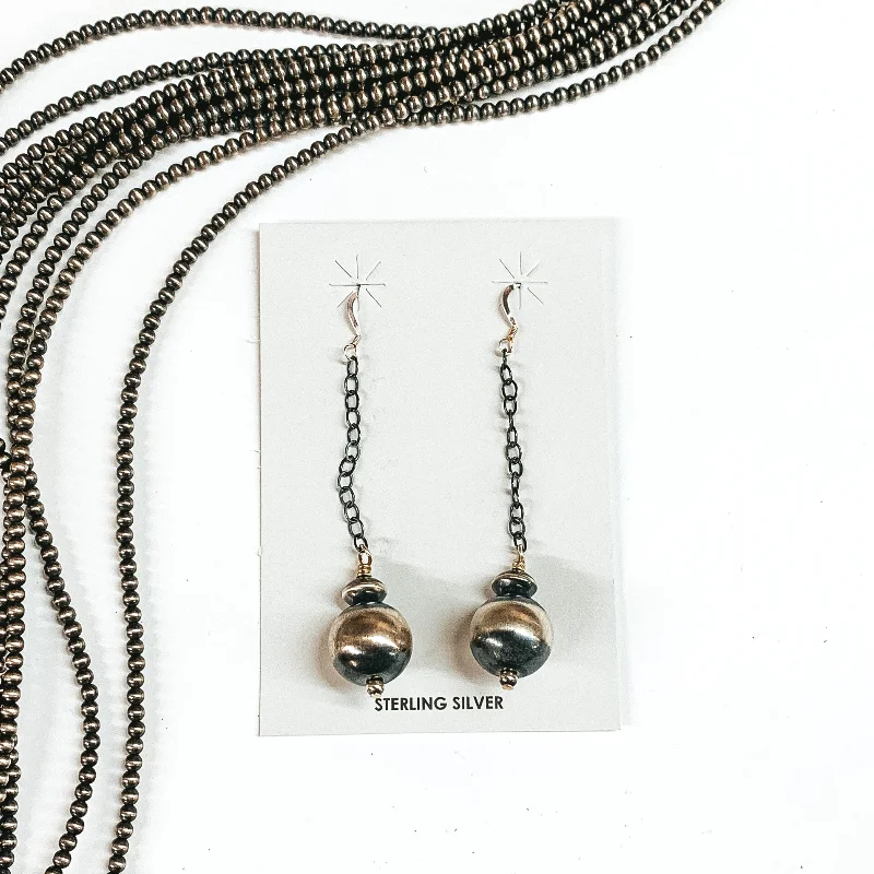 Classic Drop Earrings for Timeless-Classic Drop Earrings for Timeless-Mason Lee | Navajo Handmade Sterling Silver Navajo Pearl Drop Earrings