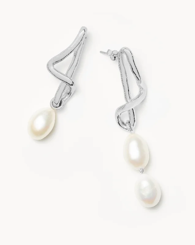 Travel Drop Earrings for On-The-Go-Travel Drop Earrings for On-The-Go-Molten Baroque Pearl Mismatch Drop Earrings