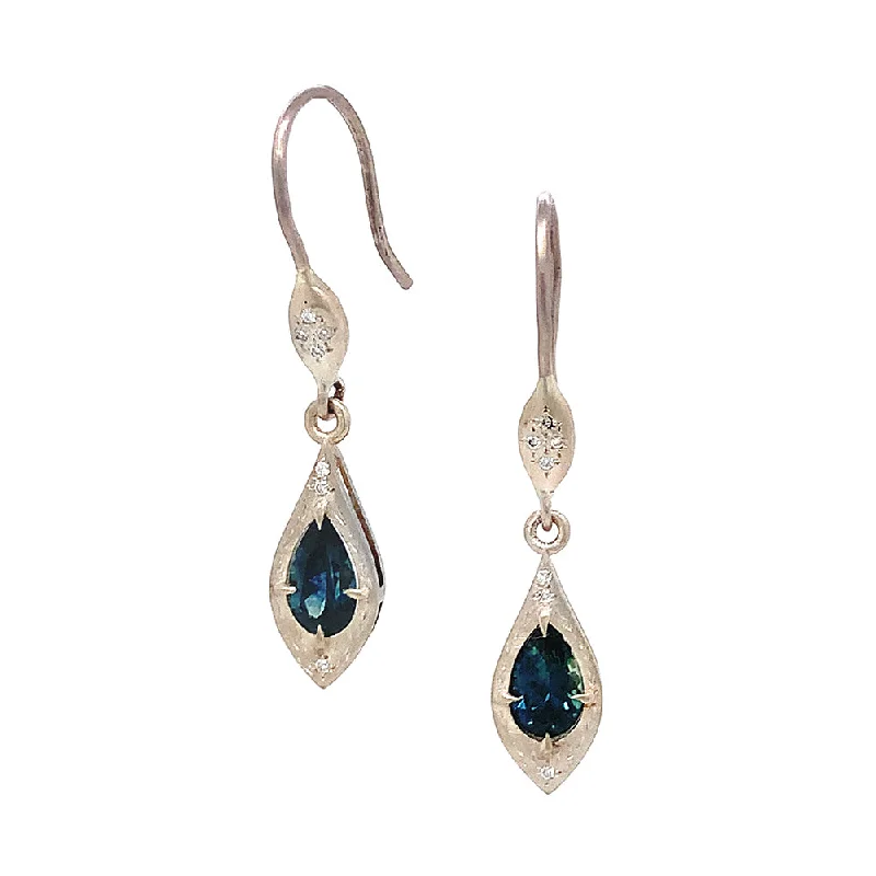 Onyx Drop Earrings for Bold-Onyx Drop Earrings for Bold-One-of-a-Kind Blue Pear Montana Sapphire Drop Earrings - "Eloise"