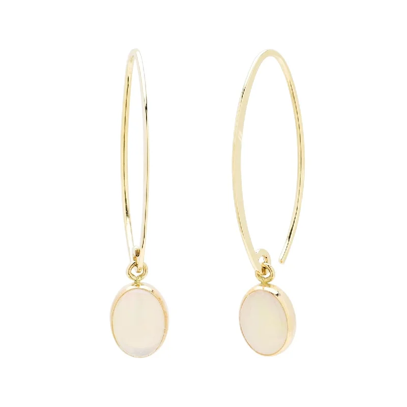 Layered Drop Earrings for Dramatic-Layered Drop Earrings for Dramatic-Oval Opal Drop Earrings in 14kt Yellow Gold